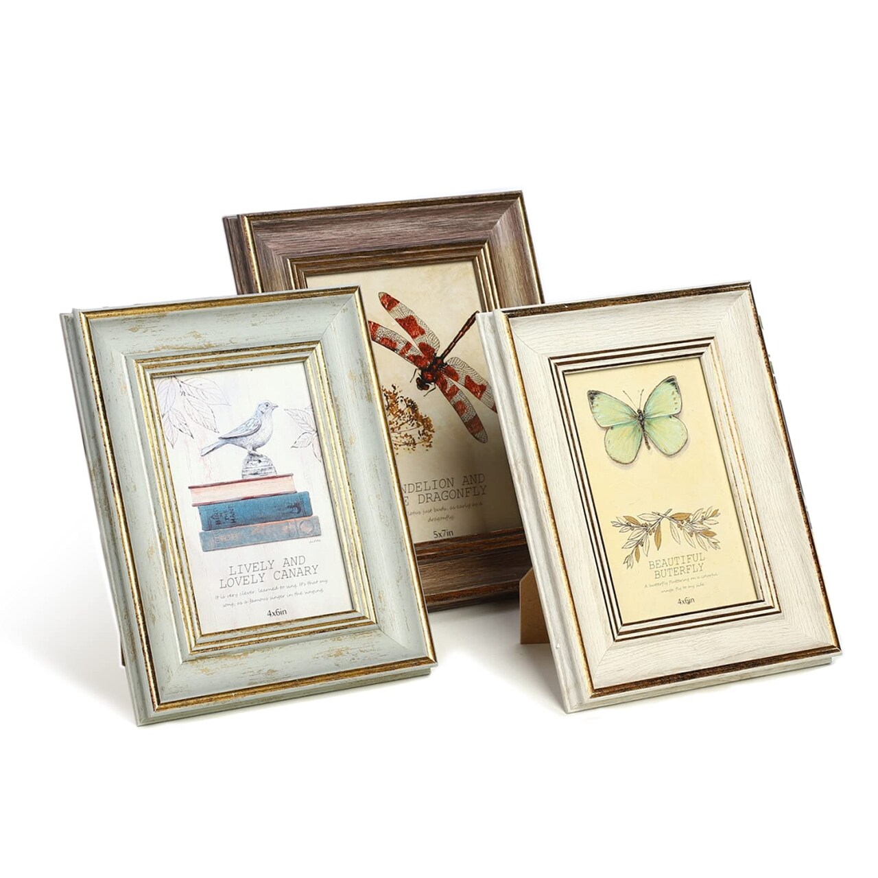 XUANLUO 3 Pack 4x6 Inch Farmhouse Rustic Picture Frame Sets Distressed Farmhouse Plastic Frame with Plexiglass for Wall Mount or Tabletop Display